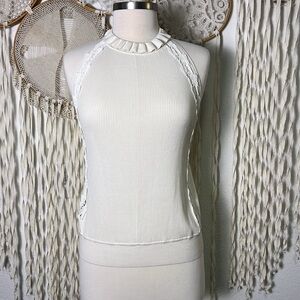Chloe Ivory Silk Cotton High Neck Knit Tank Size Small